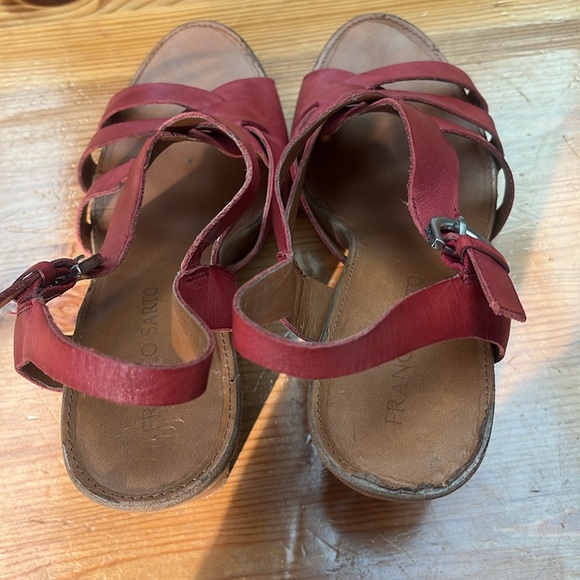 Franco Sarto Red Leather Hanako Wedges size 10 M - Picture 3 of 11